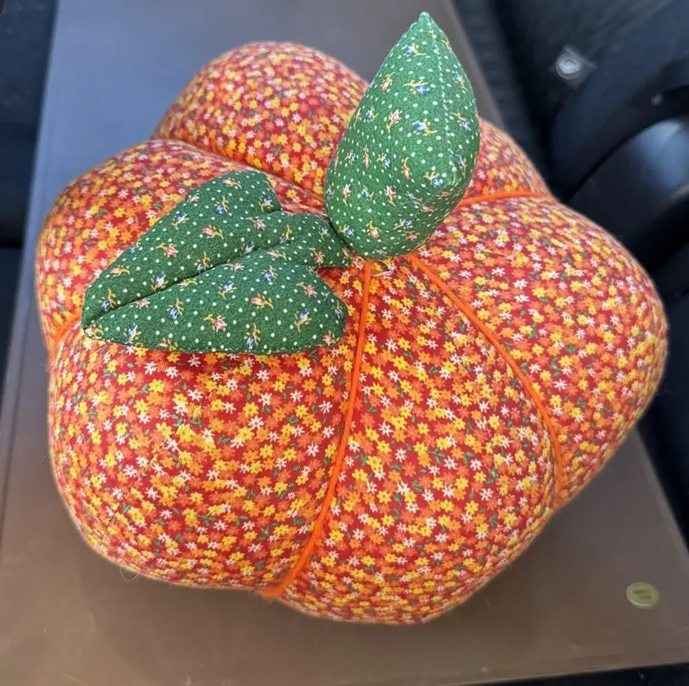 Vtg Fabric Pumpkin Decor Fall Harvest Halloween Thanksgiving